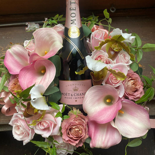 結婚祝い　花　リース　シャンパンプレゼント